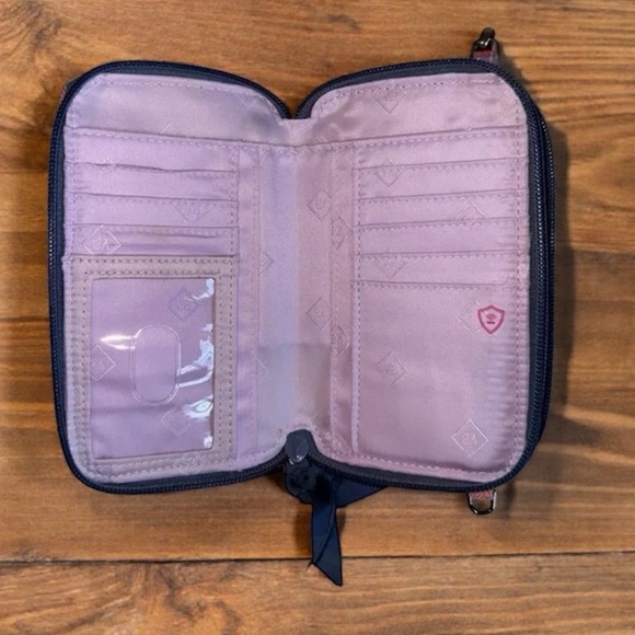 Vera Bradley All in One Crossbody Tropics Plaid Wallet and ID Badge Coin Purse - Picture 7 of 9